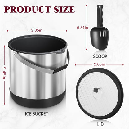 6.8L/7QT Insulated Ice Bucket with Lid & Scoop,Double-Wall Ice Bucket for Parties,Cocktail Bar(White)