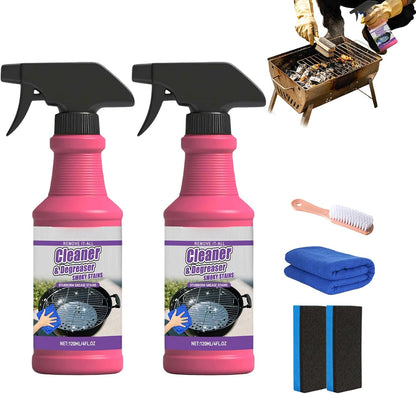 120ml Fast-Acting Heavy-Duty Grill Degreaser Spray,BBQ Grill Cleaner With Cleaning Brush,Quick Foaming,Smoky Stains, And Stubborn Grease (1pcs)