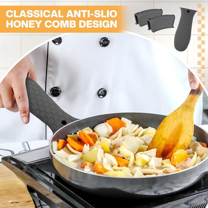 Patelai 8Pcs Silicone Cast Iron Handle Cover,Black
