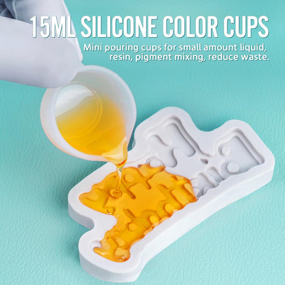 Silicone Resin Mixing Measuring Cups for Resin Supplies, 600ml/20oz Bowl, 250 & 100ml Thickened Reusable Silicone Cups for Epoxy Mixing, with Stir Sticks and Pipettes, Jewelry Making