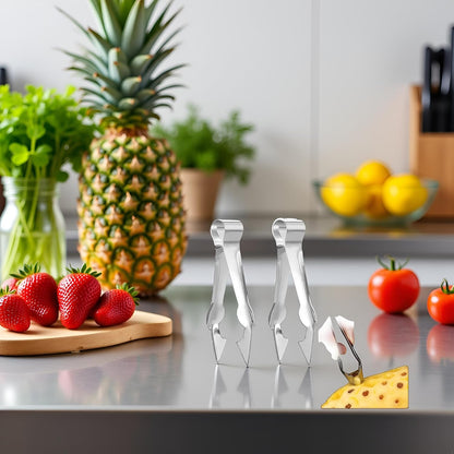 2Pcs Multi-Functional Fruit & Vegetable Stem Remover Clip, Strawberry Huller, Pineapple Eye Remover, Kitchen Gadget, Silver Stainless Steel Handle