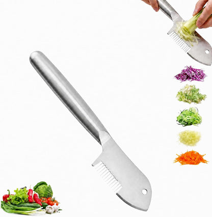 Stainless Steel Multi-Purpose Julienne Peeler, handheld peeler shredder, quick vegetable slicer for kitchen. Comfortable handle and hanging holes, suitable for fruits, vegetables, and herbs. (1)