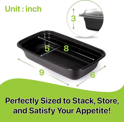 Meal Prep Containers [10 Set] 38 oz with Lids, 1 compartment, Stackable, Reusable, Leakproof, Food Safe, Microwave, Freezer & Dishwasher Safe for Food Prep Storage Bento Box (10 Set, 38 oz)