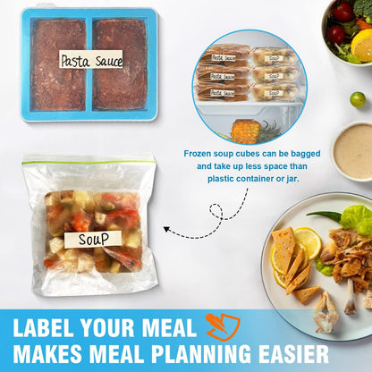 Walfos Silicone Freezer Tray with Lid - 1.5Cup Silicone Food Freezer Tray - Soup, Sauce, leftovers, Homemade Meal Prep Freezing Kitchen Storage Containers - 4pcs-blue