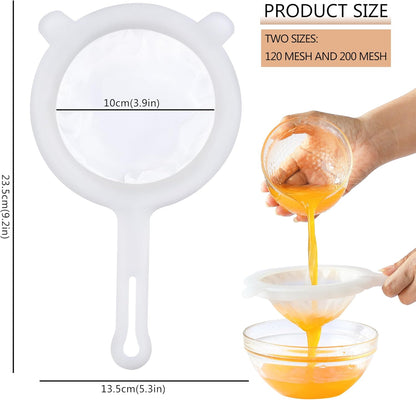 Fine Mesh Strainer, Plastic Strainer for Juice, Coffee, Honey, Nut Milk