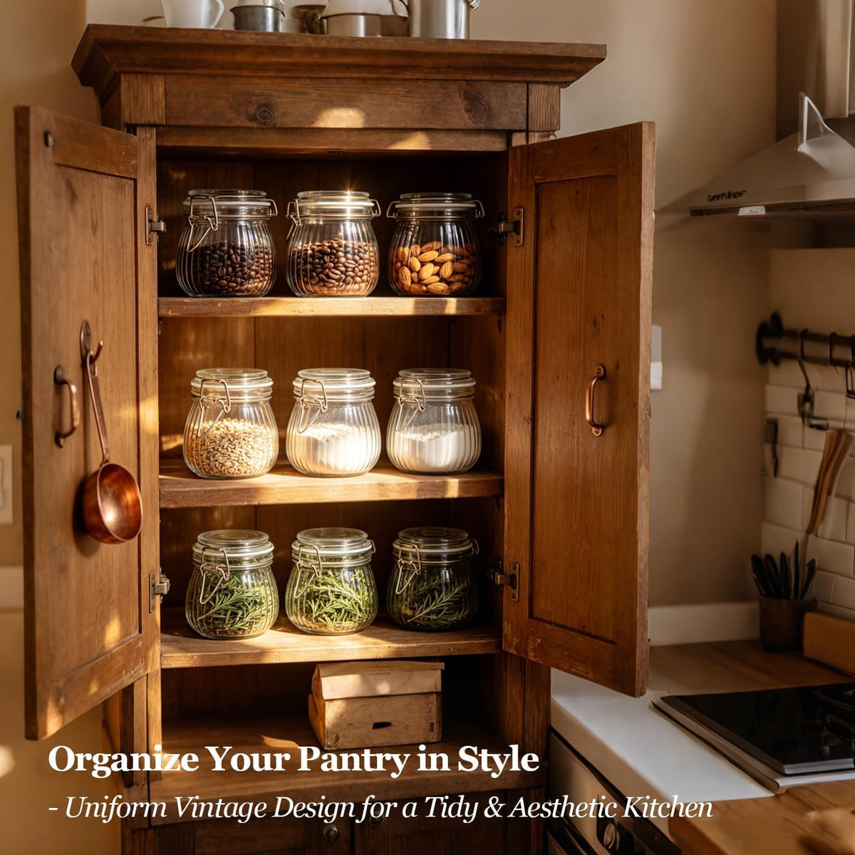 ComSaf Glass Pantry Jars with Airtight Lids 0.7 Gallon 2 Pack Wide Mouth | Flour sugar rice, Sourdough pickling, Pantry organization, Scoop included, Baking supplies, Bulk food storage, Large capacity