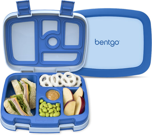 Bentgo Kids Bento-Style 5-Compartment Leak-Proof Lunch Box - Ideal Portion Sizes for Ages 3 to 7 - Durable, Drop-Proof, Dishwasher Safe, PFAS & BPA-Free & Made with Food-Safe Materials (Purple)
