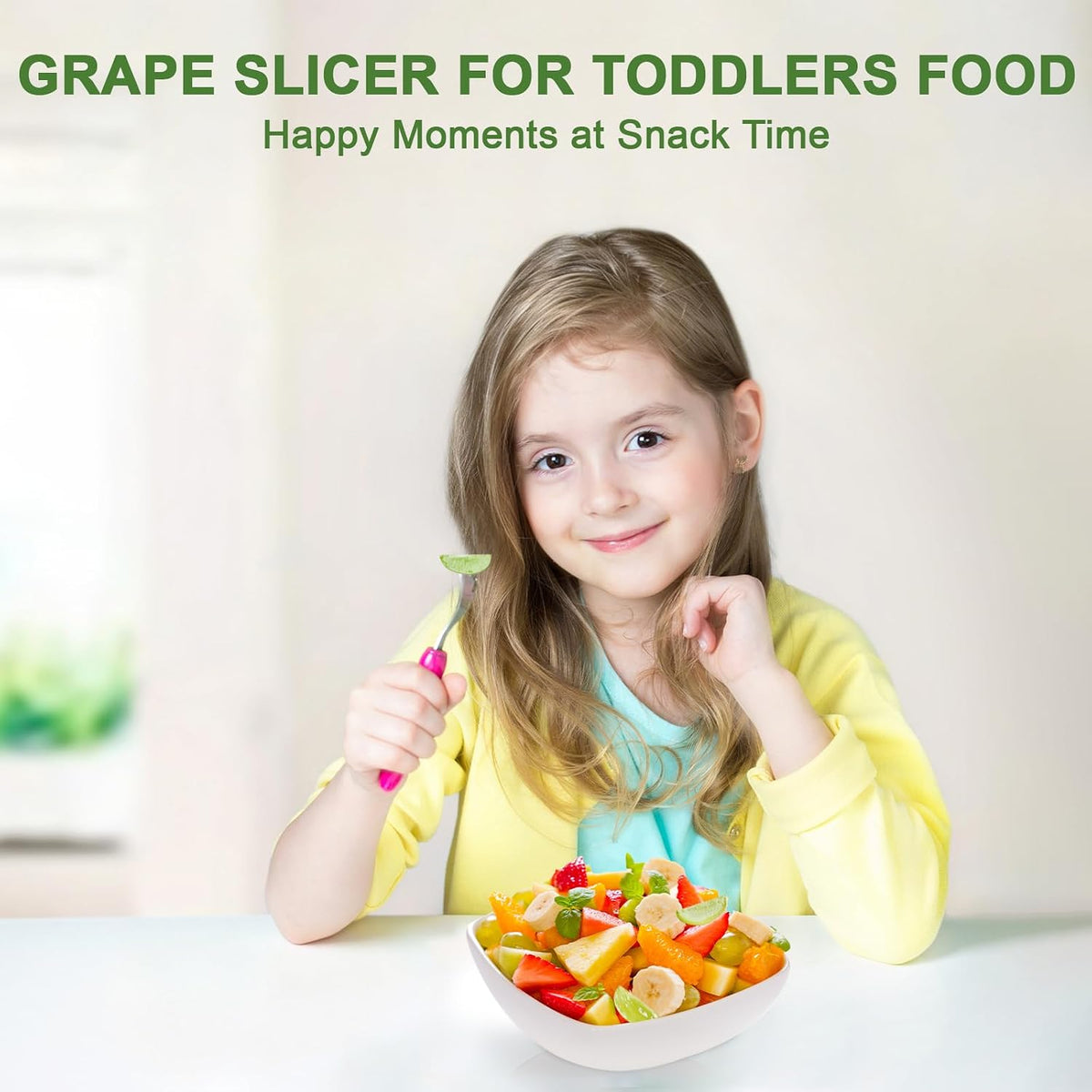 Luvan Grape Cutter for Toddlers, Grape Slicer Tool, Grape Tomato Cherry Strawberry Cutter Tools Into 4 Pieces for Vegetable Fruit Salad, Stainless Steel Quarter Grape Slicer Kitchen Gadget