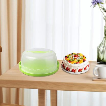 MagiDeal Cake Carrier,Cake Keeper Stand,Fits 10 inch Cake,Holds Pies,Round Cupcake Storage,with Lid and Handle,Cake Storage Container, green, 28.7cmx13cm
