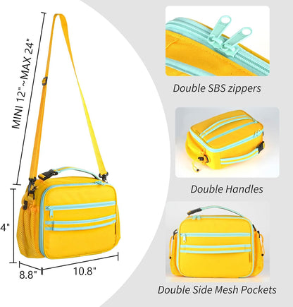 Cerbonny Kids Lunch Box, Insulated Lunch Bag for Girls and Boys, Durable Polyester with PEVA Lining, Adjustable Shoulder Strap, 10.8"L x 4"W x 8.8"H, 5 Pockets