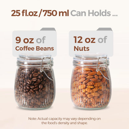 ComSaf 6-Pack 17oz Short Glass Jars for Drawers, Small Airtight Food Canisters for Spices, Nuts & Kids Snacks, Pint Sized Canning Jar Set for Jams, Pickles & Pantry Organization