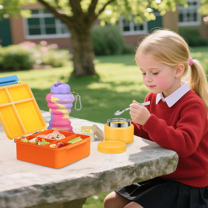 Lunch Box Kids, Leak Proof 5 Compartment Bento Box for Kids, 13oz Thermo for Hot Food Kids Lunch Box,Hot Lunch Box for School Travel