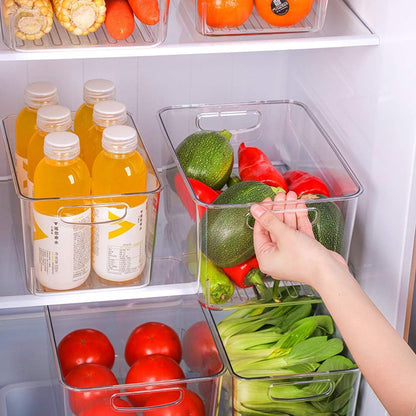 Xicennego Refrigerator Organizer Bins Set of 3, Clear Plastic Storage Bins for Pantry, Fridge Organizer Set , Storage Organizer Bins for Fridge, Freezer, Kitchen Cabinet, Pantry