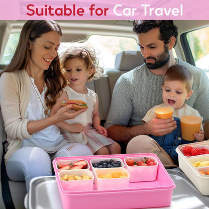 Snackle Box Container for Adults with 9 Compartment, Divided Serving Tray Snack Box Containers with Lid and Handle, Charcuterie Boxes Portable Snack Platter for Fruit Veggie Party Travel, White
