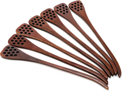 Cididu 12 Pack Wood Honey Dipper, Honey Spoon Sticks, Honey Mixing Stirrers for Tea Coffee, Honey Comb Sticks with Long Handle, Reusable Honey Wand Syrup Dippers for Home Kitchen Party, Food Safe, 7''