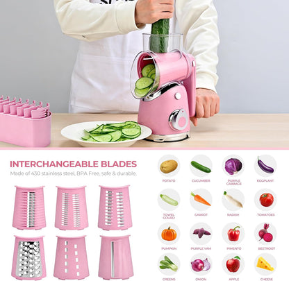 SUSTEAS Rotary Cheese Grater Hand Crank, Kitchen Shredder Vegetable Slicer