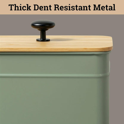 Kitchen Canisters for Countertop Set of 4 w/ Chalkboard Labels & Marker Pen | Airtight Easy Open Bamboo Lids, Dent-Resistant Thick Metal, Customizable Chalkboard Labels, Marker Pen Included, Set of 4