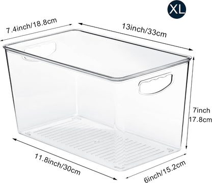 theaoo Clear Storage Bins with Lids Stackable - Large Plastic Containers for Pantry Organization and Storage - Perfect for kitchen,Fridge,Laundry Room,Bathroom,Garage,Closet,Cabinet Organizer - 8 Pack