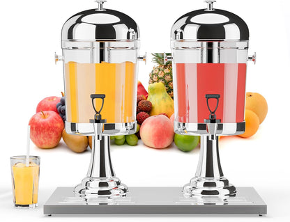 ROVSUN 4.4 Gallon/ 16.6L Drink Dispenser for Parties, Beverage Dispenser with Stand, Drink Dispenser Water Juice Dispenser Stainless Steel with Ice Container, Hot & Cold Drinks for Catering Buffet