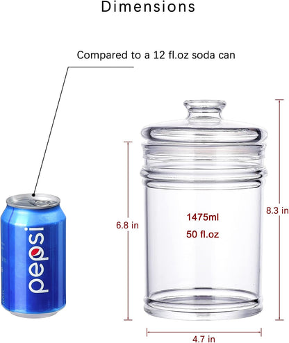 64 oz Reinforced Large Acrylic Canister with Locking Clamp, Airtight Flip Jar | Food Storage Container for Flour, Sugar, Coffee, Candy, Cookie etc