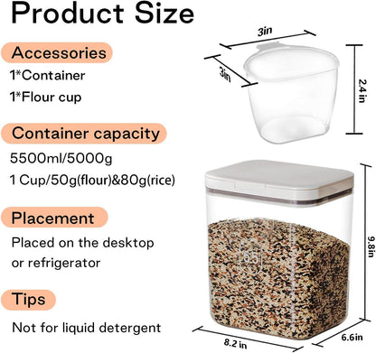 Flour Container 20LBS - 10 L /10.5 QT /10 KG - Rice Container Storage Food Grain Container Bins Household for Kitchen Pantry Organization (11L)