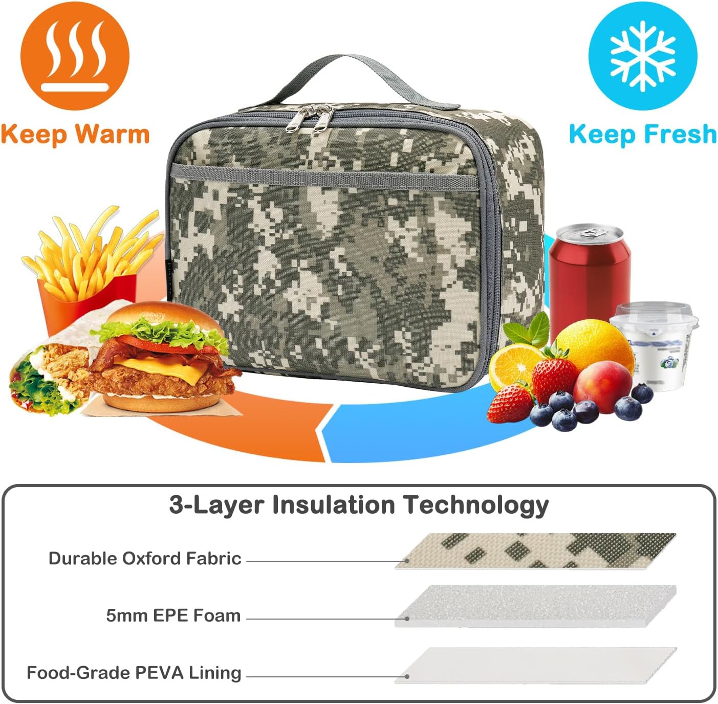 FlowFly Kids Lunch box Insulated Soft Bag Mini Cooler Back to School Thermal Meal Tote Kit for Girls, Boys, Astronaut - Colors A