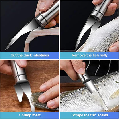 CoguZed 2-Piece Stainless Steel Shrimp Deveiner and Peeler Tool Set, Designed for Efficient Shelling and Cleaning of Seafood