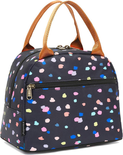 FlowFly Insulated Lunch Cooler Bag - Tote Bag Organizer for Women/Men, Black - Colors A