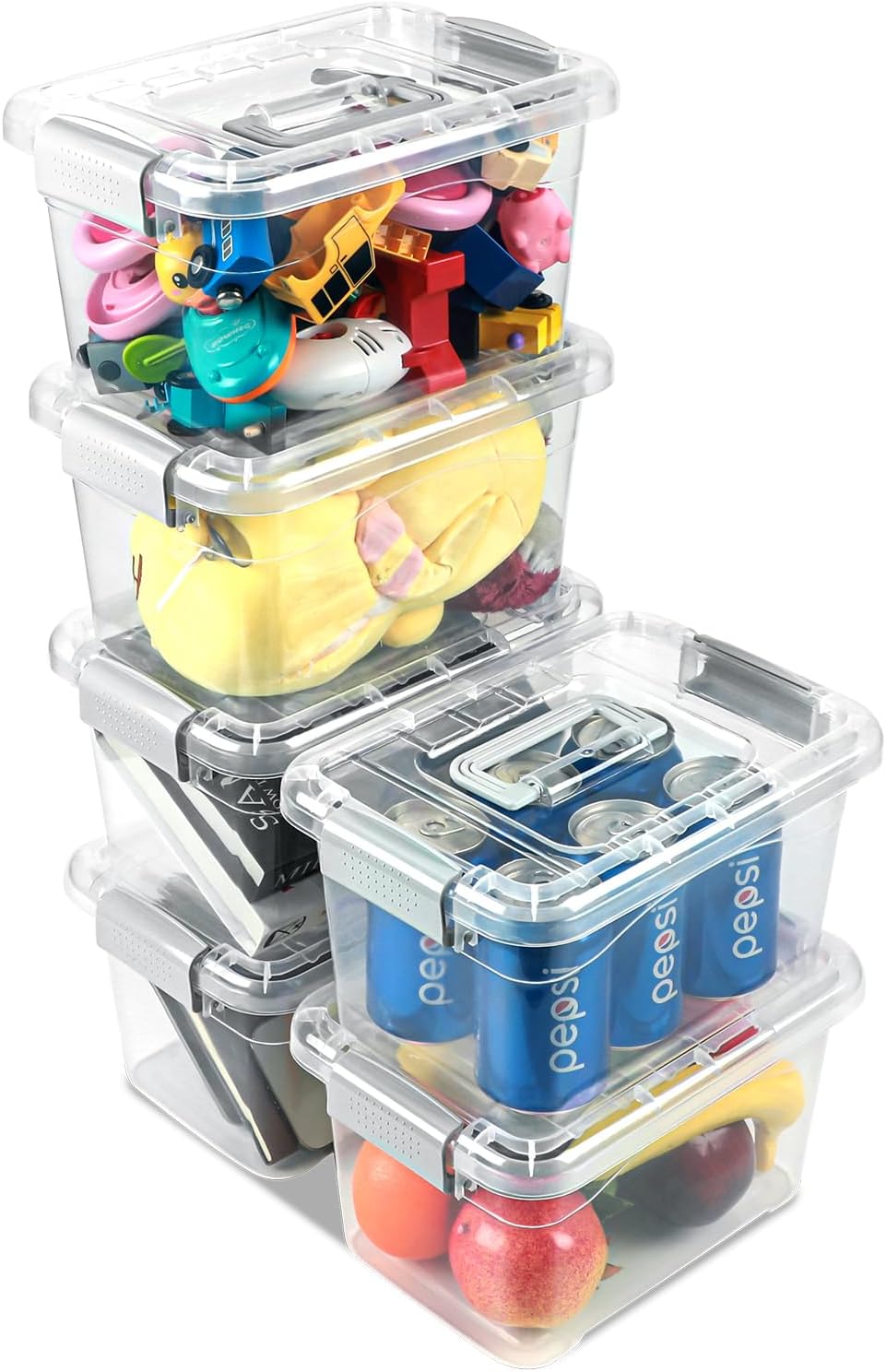 EOENVIVS Plastic Storage Bins with Lids 6 Packs, 7 Quart Storage Organizer Bins with Buckle-Up Latches and Handle, Stackable Storage Containers for Home Pantry Office Classroom Organization, Clear