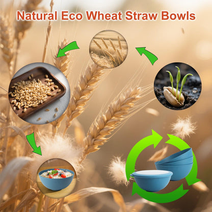 Wrova Wheat Straw Bowls for Kitchen set of 6,Anti-Scald Thick Soup Bowls 40oz,Microwave and Dishwasher Safe Bowl Sets, Unbreakable Cereal Bowl Sets. Vibrant Series