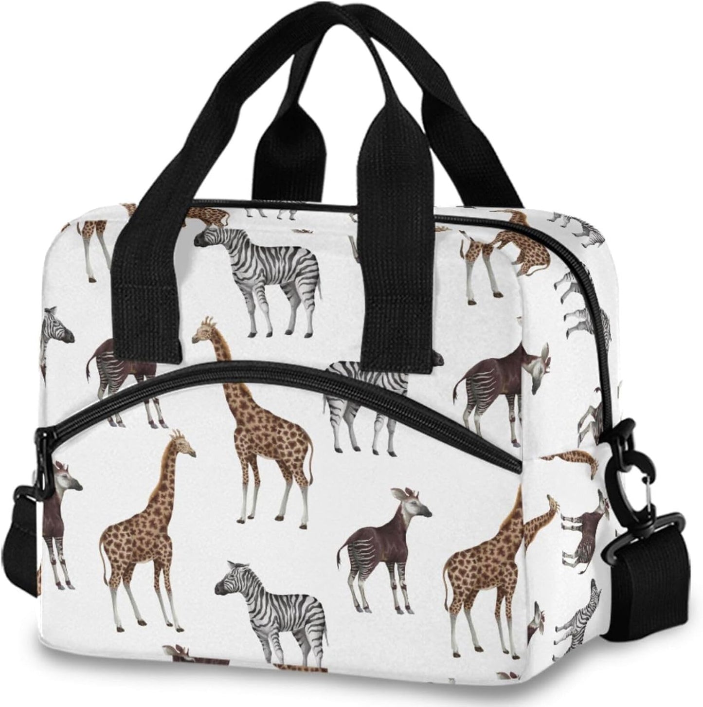 Colorful Leopard Insulated Lunch Bag Rainbow Animals Skin Print Reusable Cooler Lunch Tote Box with Shoulder Strap for Work Picnic School Beach