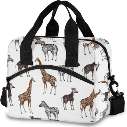 Colorful Leopard Insulated Lunch Bag Rainbow Animals Skin Print Reusable Cooler Lunch Tote Box with Shoulder Strap for Work Picnic School Beach