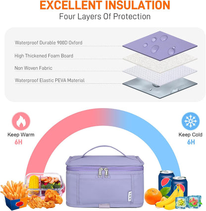 NOL Mini Insulated Lunch Bag for Women Men Kids | Small Leakproof Reusable Lunch Tote | Fits 6 Cans 330ml | Thermal Cooler for Work School Picnic Camping, Navy blue