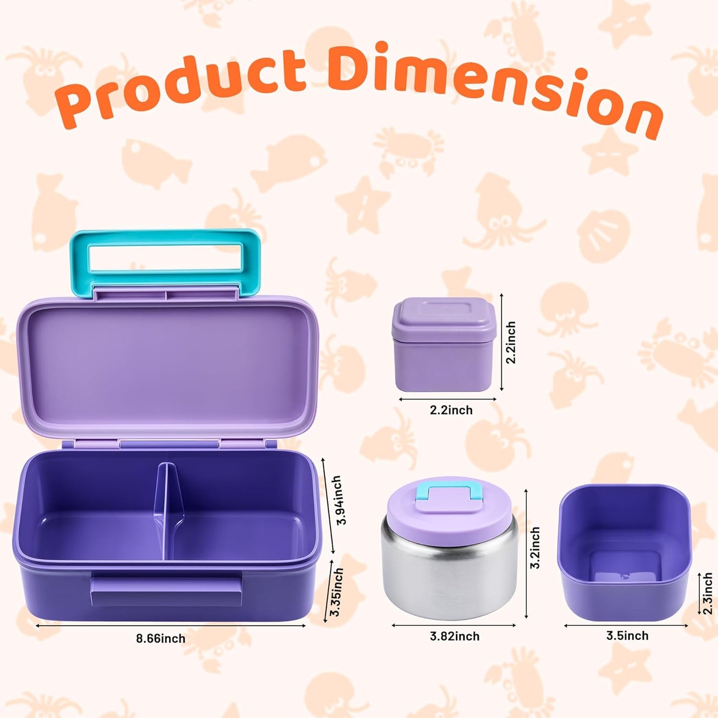 JXXM Bento Lunch Box for Kids With 8oz Thermo, Leakproof Bento Box with with 2 Compartments, Insulated Bottle, Lunch Bag, BPA Free Dishwasher Safe for School Girls Boys (Pink)
