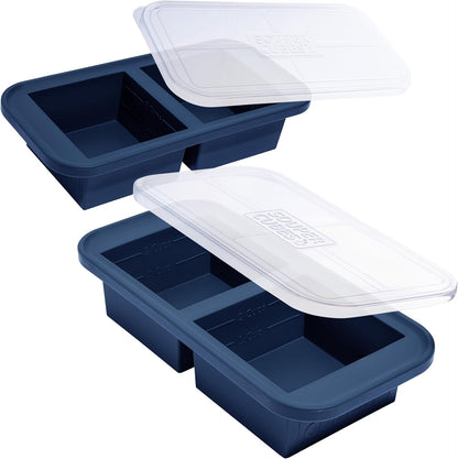 Souper Cubes 2 Cup Silicone Freezer Tray with Lid, Perfect for Storing Lasagna, Leftovers, Sauces, Portioned Meals and More, Silicone Freezer Mold for Meal Prepping - Blueberry - 1-Pack