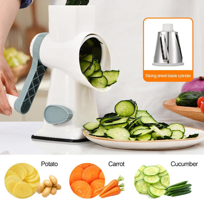 Rotary Cheese Grater Manual Hand Crank 3-in-1 Vegetable Shredde
