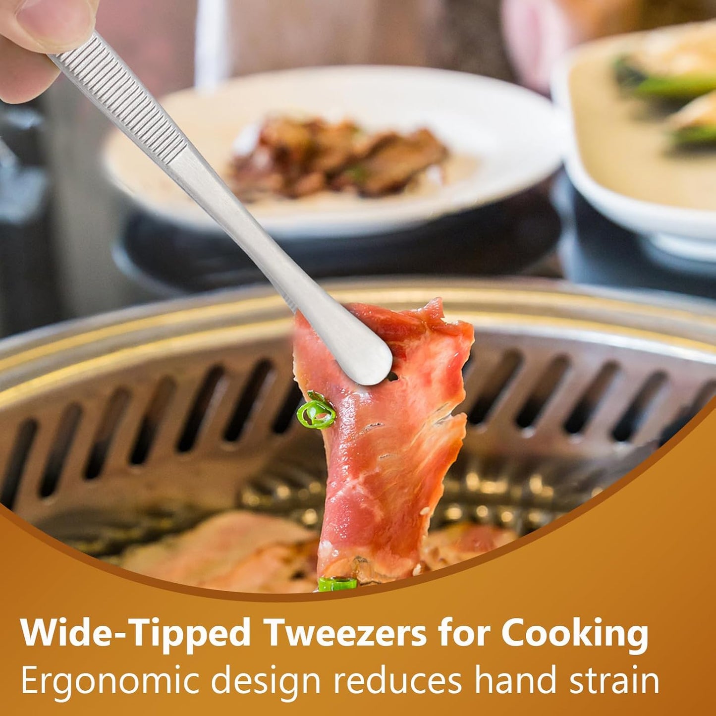 Plating Tweezers 6.3-Inch Culinary Kitchen Tweezer Tongs, Stainless Steel Professional Chef Tweezers (Wide-Tipped)