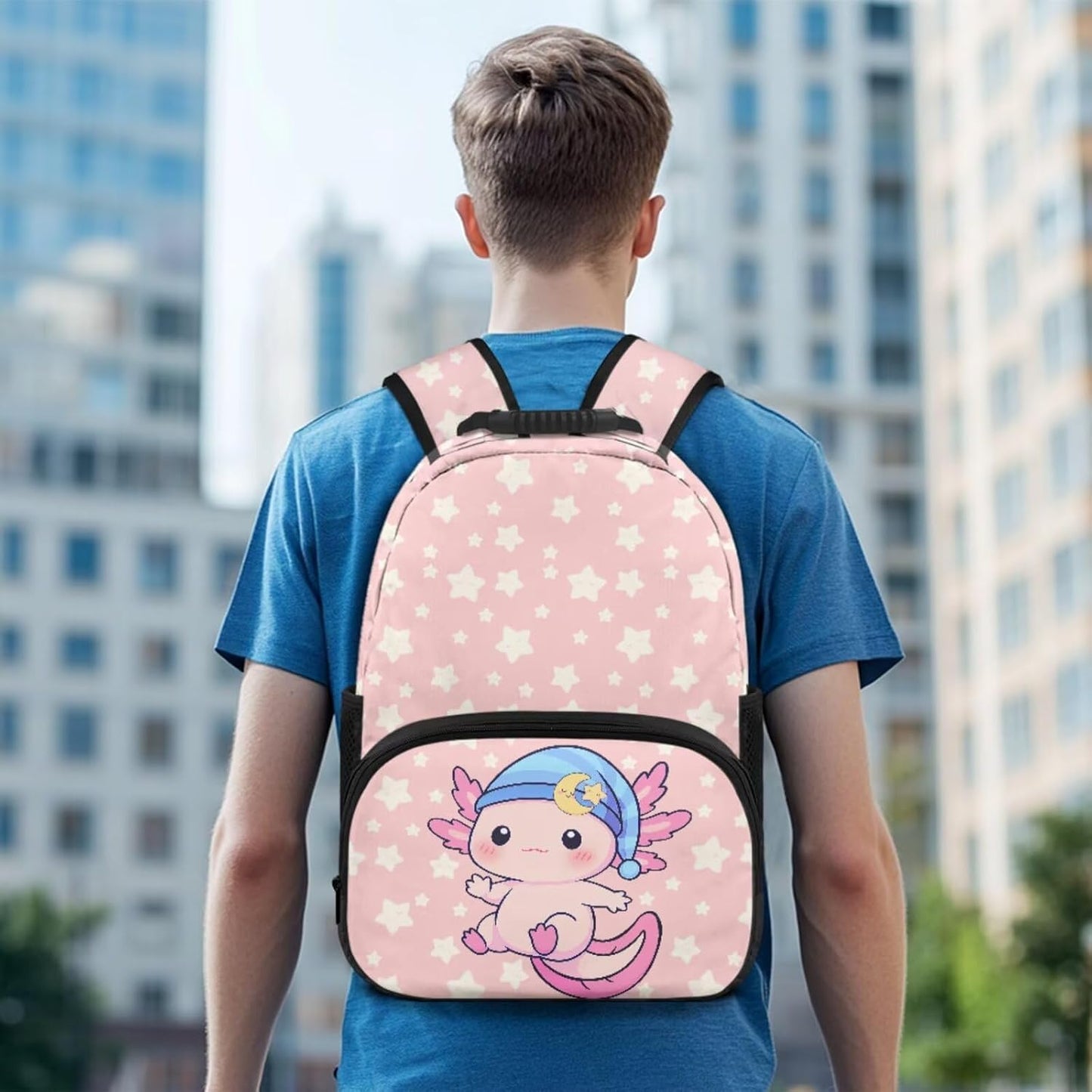 Cute Capybara Pizza Backpack for Girls, 5 Pcs Boys School Bag Set for Kids, 17 Inch Backpacks Lunch Pencil Box Reusable Utensils Case Set for Middle Elementary School, 3rd Grade Backpack