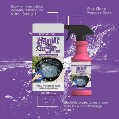 Fast-Acting Grill Cleaner Spray,Fast Acting Grill Degreaser Spray for Outdoor Grills,Heavy Duty BBQ Degreaser for Burnt Food & Stubborn Grease(120ml).