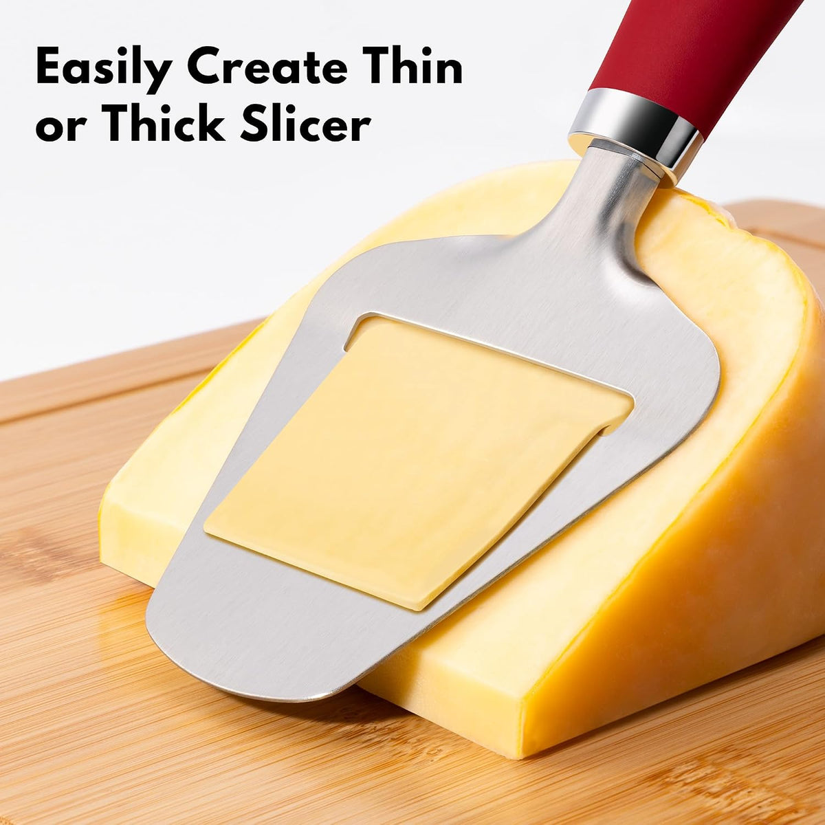 Rainspire Upgraded Non-Stick Cheese Slicers for Block Cheese Multi-Functional Cheese Cutter for Mozzarella, Cheddar, Gruyere Charcuterie Accessories Dishwasher Safe Kitchen Tools, Black