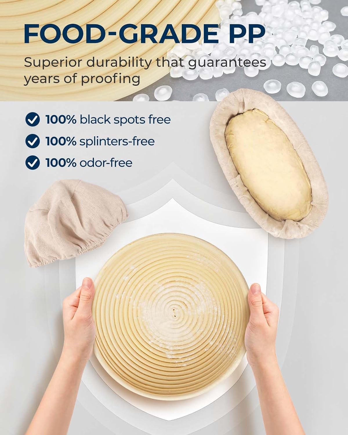 Banneton Proofing Basket Set, Sourdough Bread Baking Supplies (Plastic)