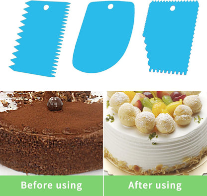 Cake Scraper, 6 Pcs Cake Smoother Scraper, Dough Scraper Blue