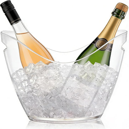Ice Bucket,Clear Plastic 4 Liter Storage Tub,Beer Bucket Beverage Chiller Bin for 2 Wine,Champagne Bottles,Drink Bucket (Clear,1pack)