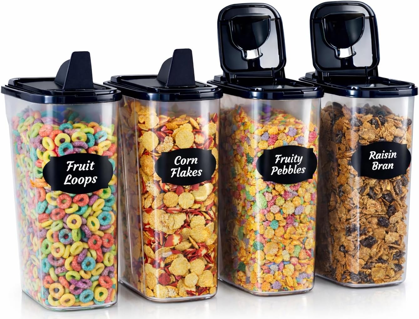 Chef's Path Airtight Food Storage Containers - Pack of 4 (4L/135.3oz) - MULTISPOUT Design for Kitchen & Pantry - BPA-Free Cereal Containers with Bigger Spout Mouth for Easy Pouring