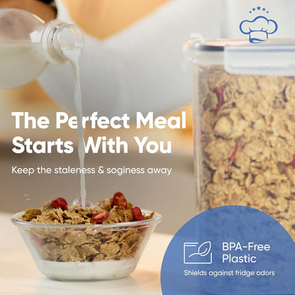 Chef's Path Airtight Food Storage Containers - Pack of 4 (4L/135.3oz) - MULTISPOUT Design for Kitchen & Pantry - BPA-Free Cereal Containers with Bigger Spout Mouth for Easy Pouring