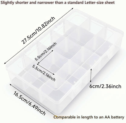 Umirokin 2 Pack 15 Grids Clear Plastic Organizer Box with Adjustable Dividers, Craft Storage Containers for Jewelry, Beads, Screws, Tackle Box, Washi Tapes, Small Parts Organizer for Arts and Crafts