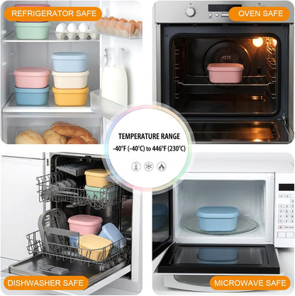 8 PCS 10 oz Silicone Snack Containers, Reusable Small Snack Container with Lids, Leak Proof Fruit Container for Lunch Food Storage Containers, Stackable for Meal Prep, Fruit, Freezer, Colorful