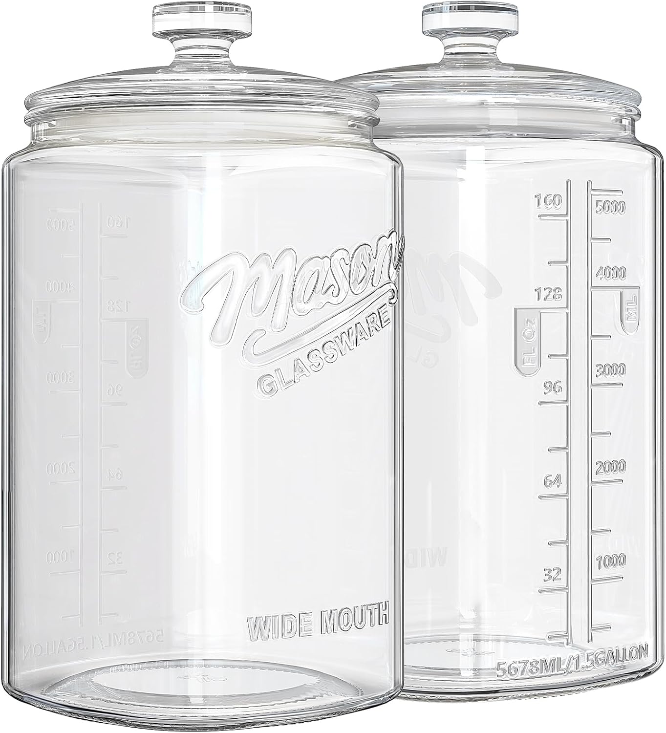 Ritayedet 2 Pack 1 Gallon Cookie Jars, Sourdough Starter Jar with Lids | Wide Mouth Food Storage Containers for Flour, Sugar, Sourdough Starter, Candy, Coffee, Dog Treat, Apothecary, Laundry