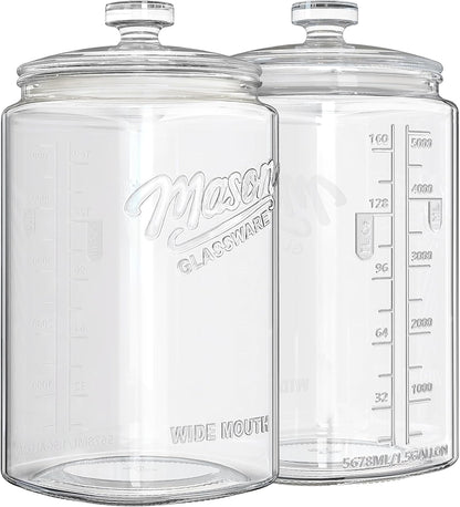 Ritayedet 2 Pack 1 Gallon Cookie Jars, Sourdough Starter Jar with Lids | Wide Mouth Food Storage Containers for Flour, Sugar, Sourdough Starter, Candy, Coffee, Dog Treat, Apothecary, Laundry
