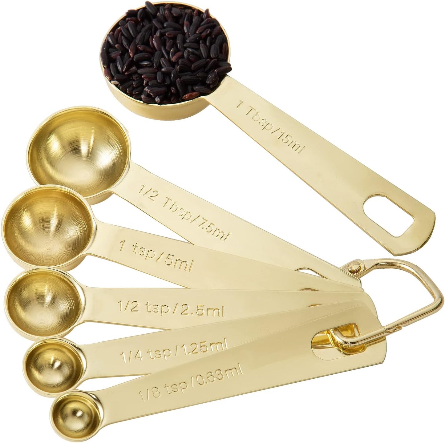 16 Pcs Stainless Steel Measuring Cups and Measuring Spoons Set, Heavy Duty Metal Measuring Cups and Scoops for Kitchen Cooking Baking Includes 5 Cups, 6 Tbsp Tsp Spoons & 5 Mini Spoons(BLK)